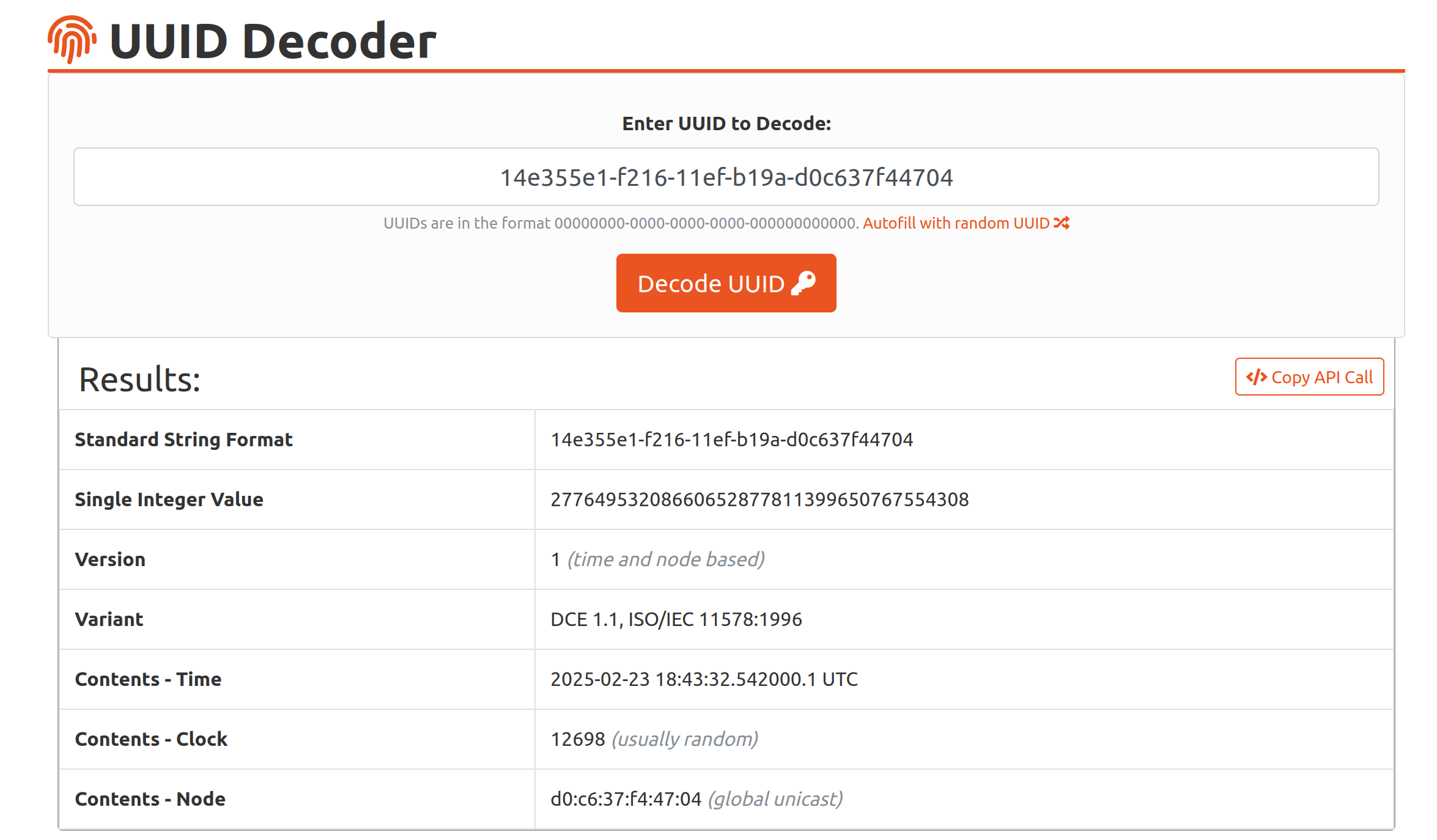 UUID decoder